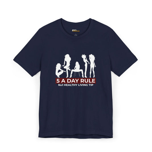 Navy 5 A Day Rule men's adult humor t-shirt, funny graphic tee with silhouette design, perfect for casual wear.