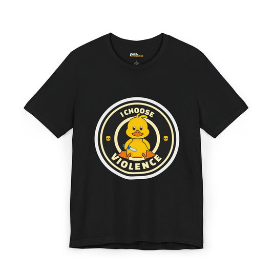 Black I Choose Violence t-shirt for men and women, featuring a sarcastic rubber ducky design. Perfect for humor lovers.