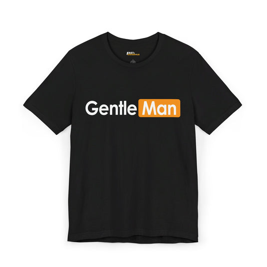 Black GentleMan parody t-shirt for men, featuring a clever brand parody design. Perfect for fans of sarcasm and adult humor.