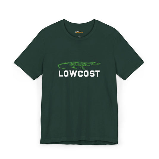 Forest Green 'Lowcost' t-shirt for men and women, a clever parody for those who enjoy sarcastic humor.