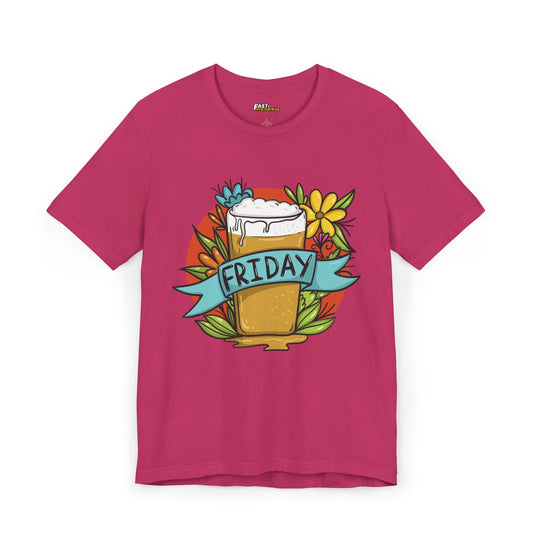 Berry Friday beer lovers t-shirt for men and women, colorful graphic tee perfect for casual outings and beer enthusiasts.