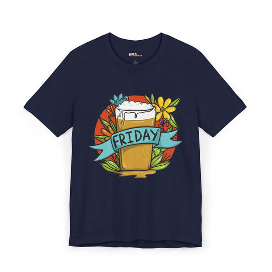 Navy Friday beer lovers t-shirt for men and women, funny and festive design ideal for celebrating the weekend in style.