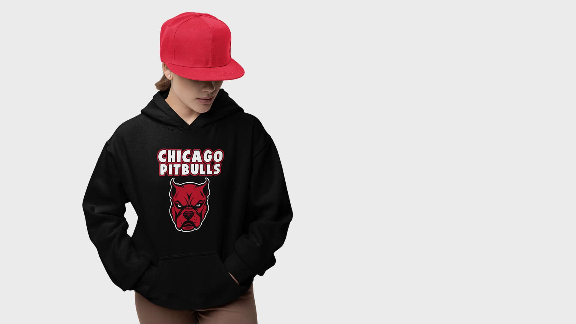 Black graphic hoodie with a red hat, offering comfort and a twist of humor, perfect for men and women who love unique designs.