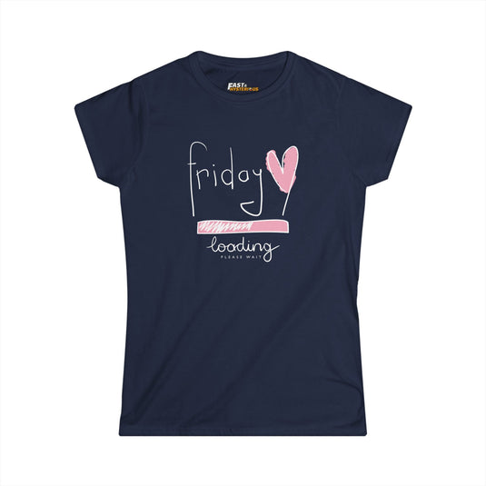 Navy Friday Loading t-shirt for women, cute and fun graphic tee perfect for showing off your love for the weekend.