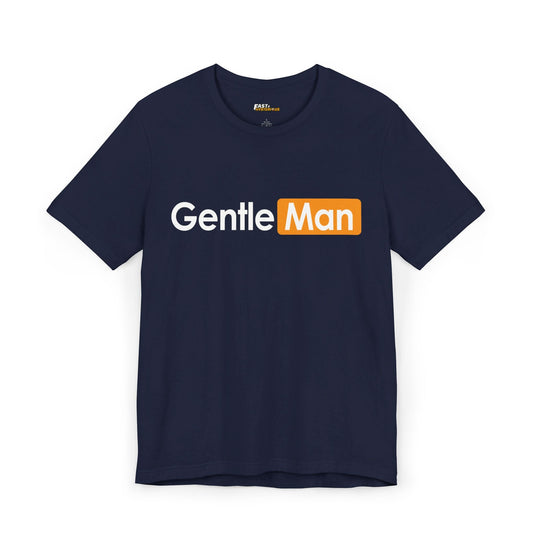 Navy GentleMan parody t-shirt for men, featuring a clever twist on a famous brand. Ideal for those with a bold sense of humor.