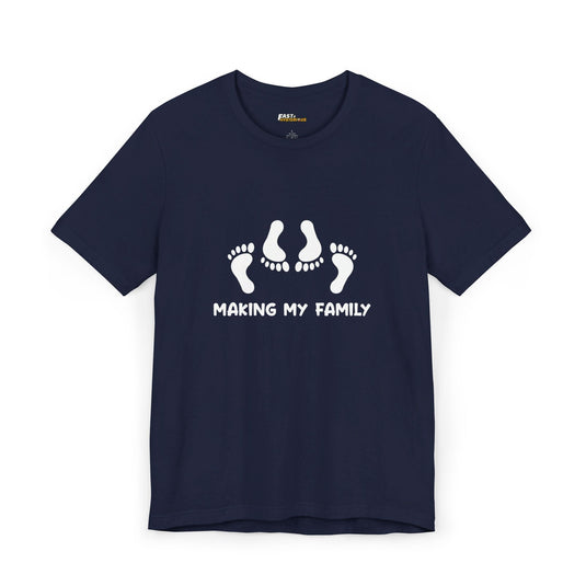 Navy 'Making My Family' t-shirt for men, showcasing a bold, sarcastic design with adult humor.