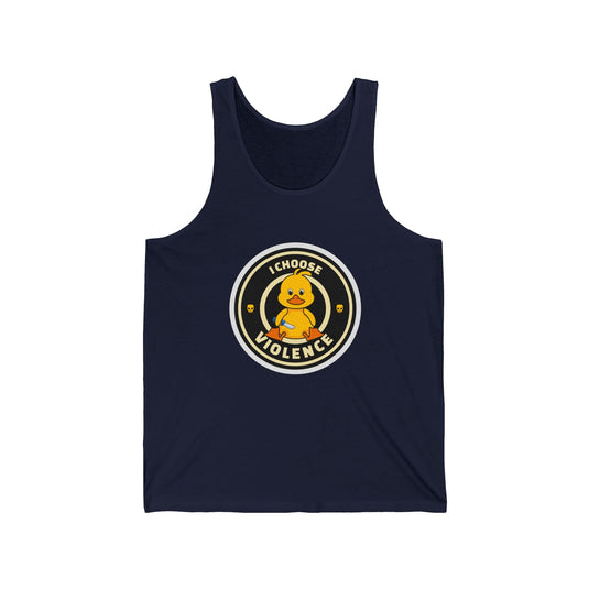 Navy tank top for men and women with a playful "I Choose Violence" design, ideal for those who love sarcastic and quirky humor.