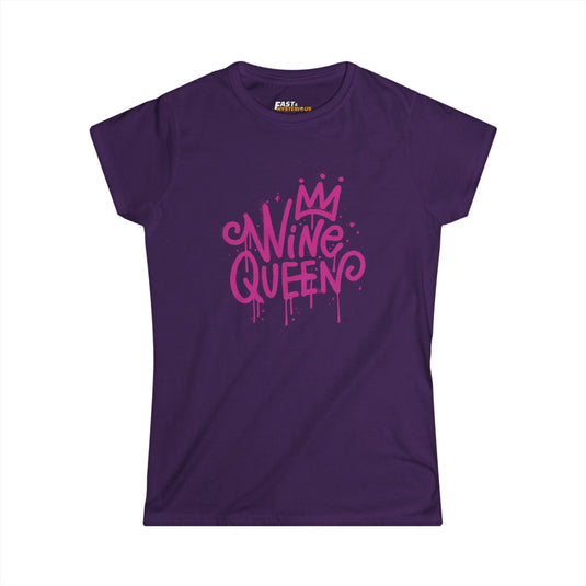 Purple women’s cut tee with a fun 'Wine Queen' design, perfect for those who rule their wine world with style.